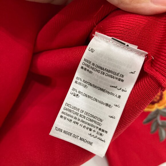 INC International Concepts Large Red Floral Embroidered Flare Sleeve Sweater - Picture 8 of 11